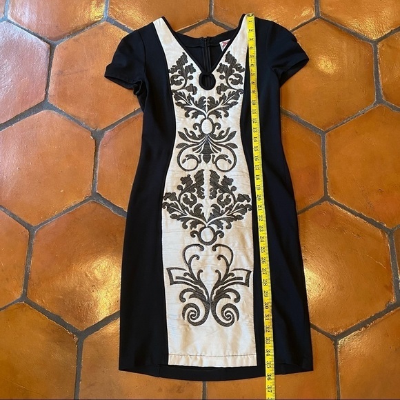 Yoana Baraschi Bodycon Stretch Embroidered  Silk Cocktail Dress Black Sz XS - Picture 9 of 11